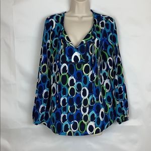 Pappagallo blue print tunic blouse
